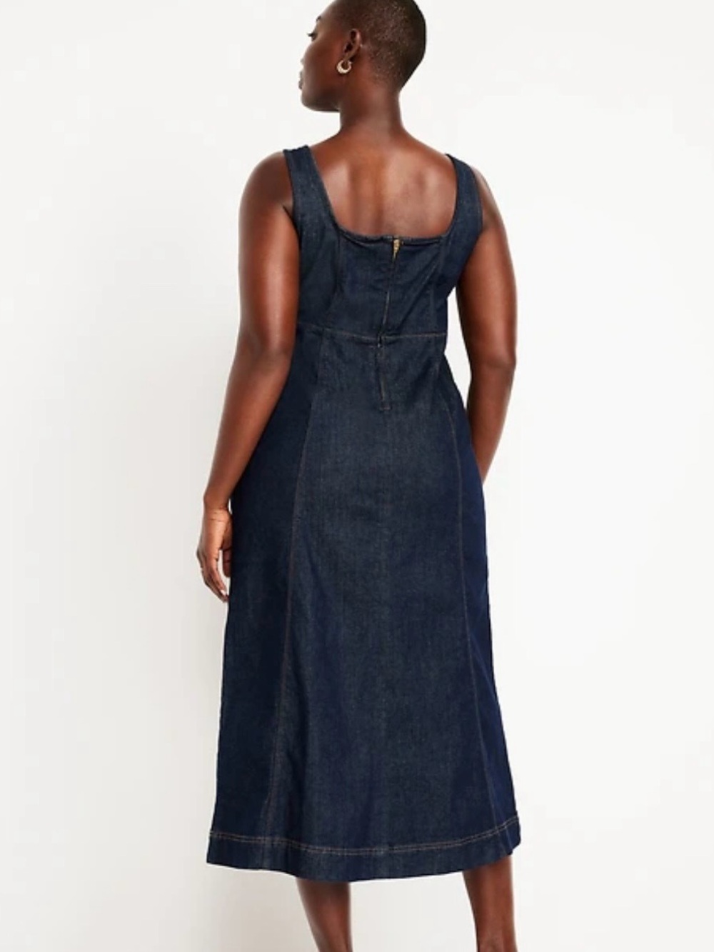 Old Navy Dark Indigo Denim Midi Dress - Picture 2 of 4